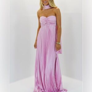 Elegant Pink Strapless Maxi Dress